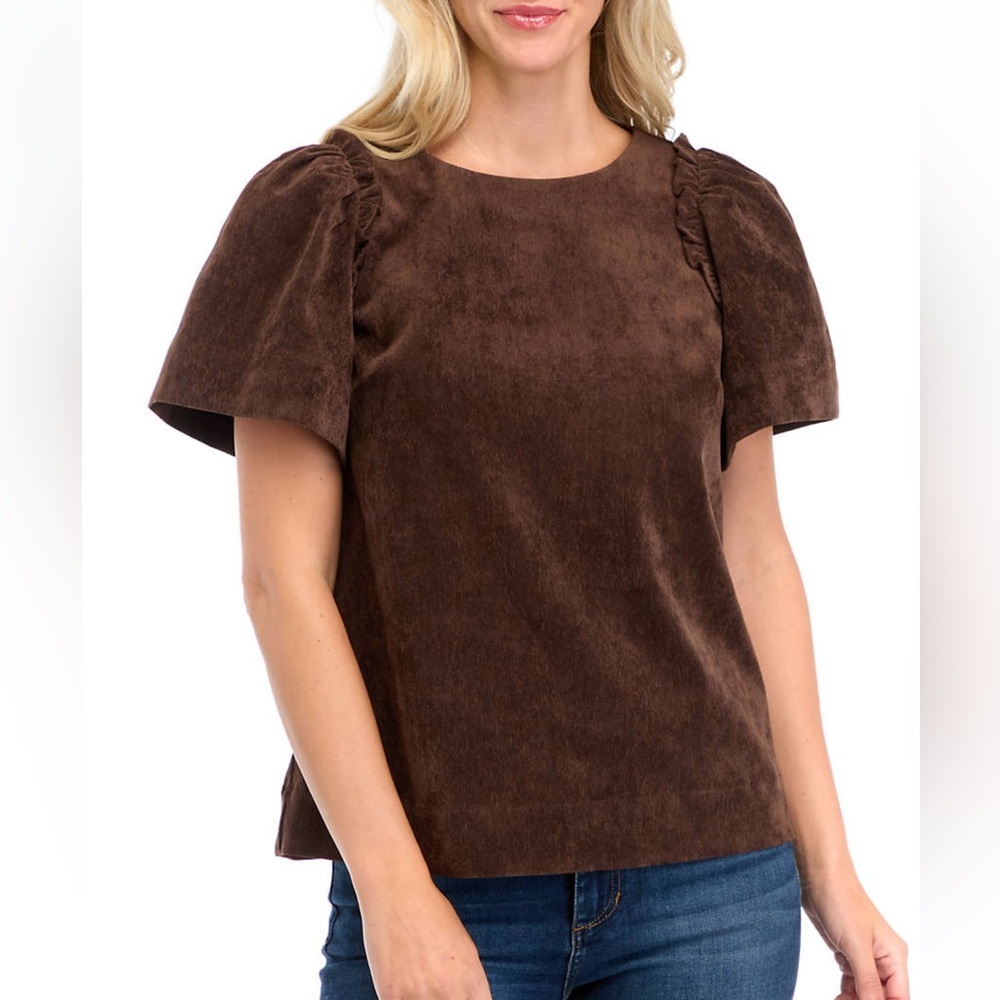 Crown & Ivy Women's Puff Sleeve Corded Top | L - Picture 3 of 11